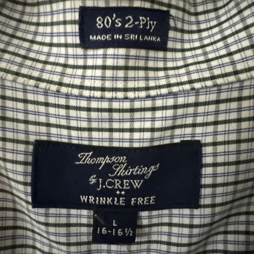 Men's J.Crew Button Up Shirt Classic 2Ply Cotton Check 16- 16.5 Large Men’s